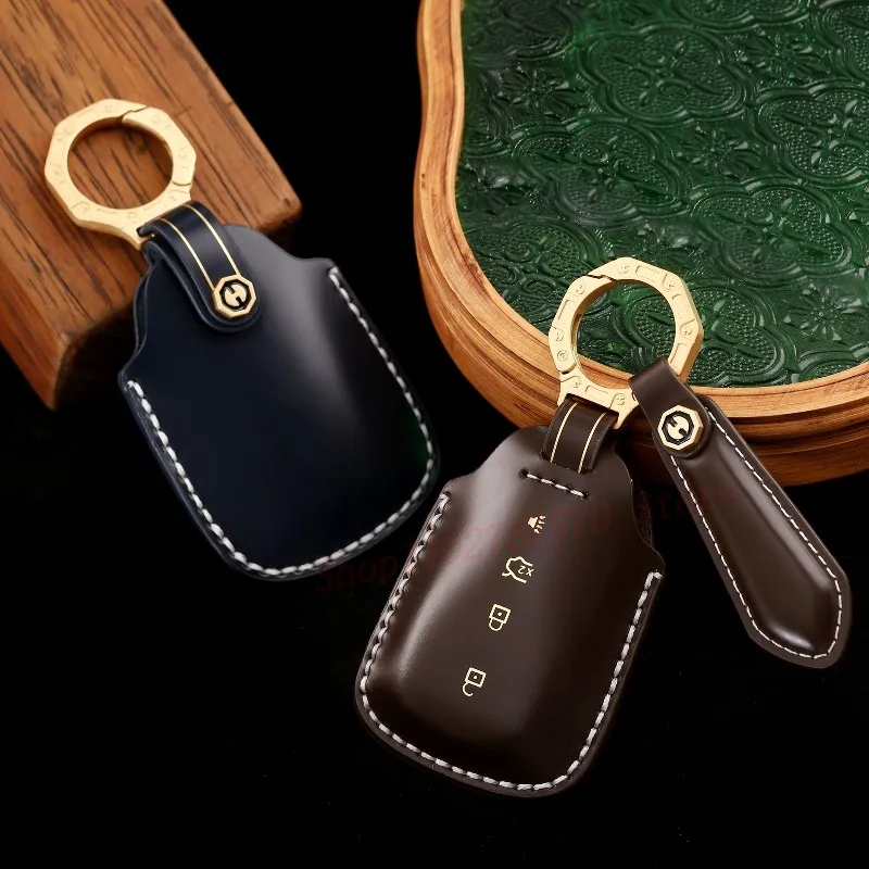 

High-End Personality Genuine Leather Key Case Cover Protective Shell Bag For Chevrolet Malibu XL Cruze Monza Blazer Equinox Trax