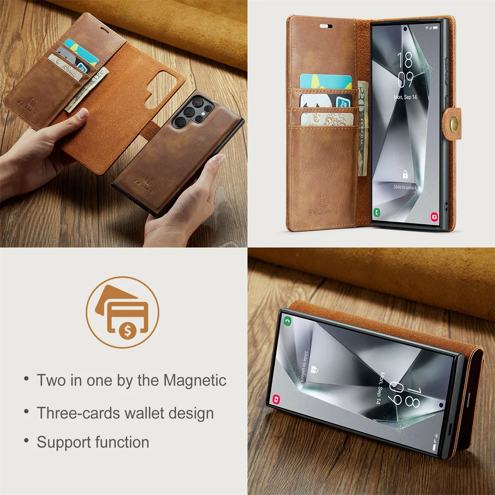 Luxury Magnetic Flip Wallet Case for Samsung Galaxy S24 Ultra S23 S20 S21 FE S22 Plus Note 20 Magnet Card Holder Leather Cover