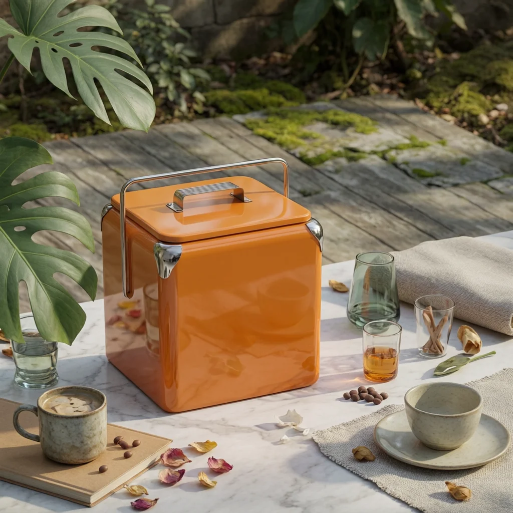 Metal Cooler Box Powder-Coated 13 L Cooler Box Ice Chest Insulated Outdoor Storage Ultra-Light for Travel