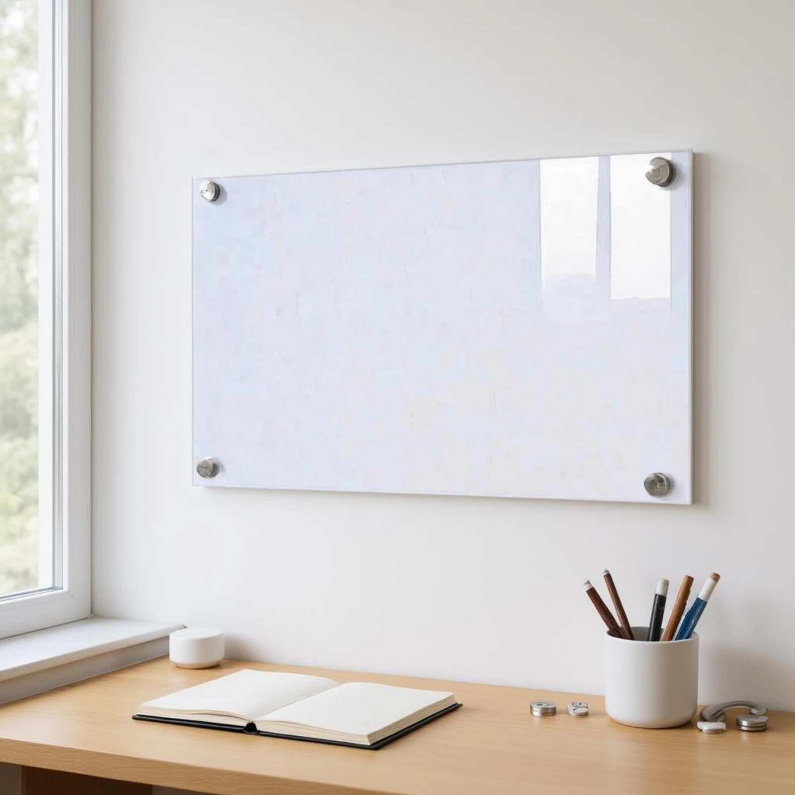Attractive Glass Whiteboard Ultra-White Tempered Glass Whiteboard Office Display Glossy Polished for Teaching, Training