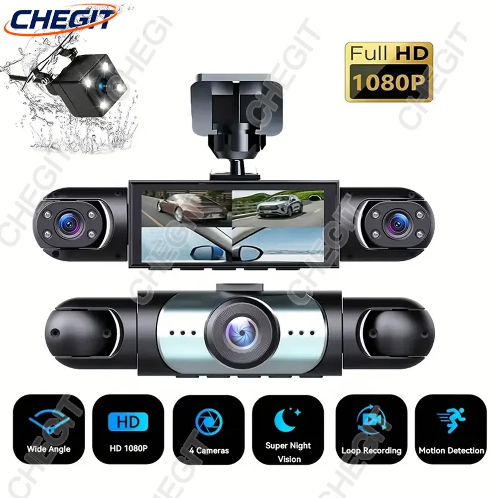 

360° Car Camera 4Lens 1080P Dash Cam 1080P Car recording camera Car DVR 3Lens Front Left right optional Rear View Camera