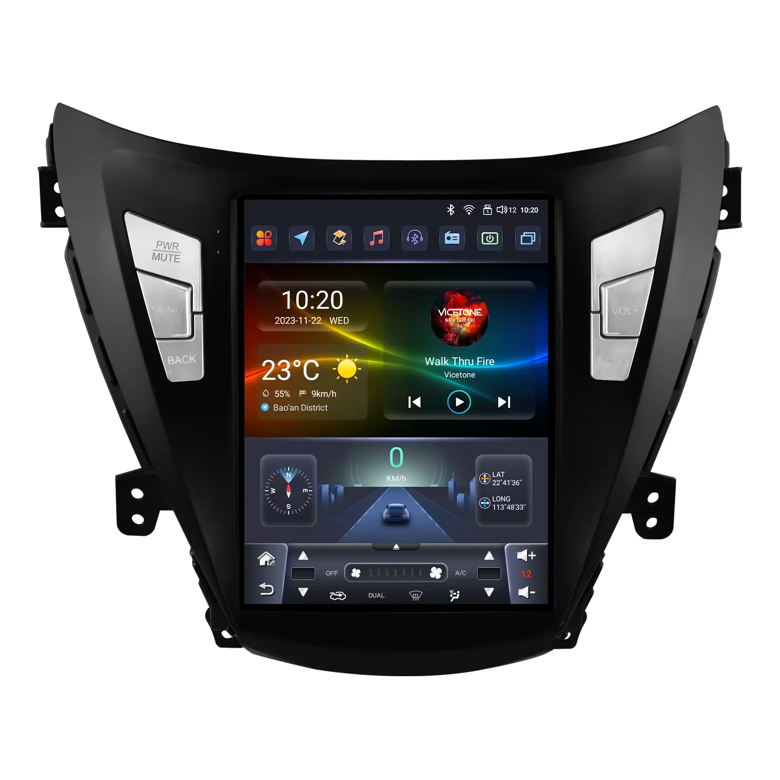 9.7 Tesla Style Android 13 2Din Car Radio GPS for Hyundai Elantra Avante I35 2011-2013 Multimedia Video Player Carplay 4G Stereo