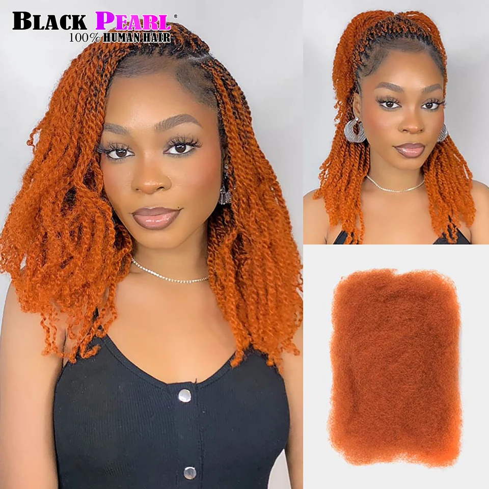 Ginger Orange Extensions Remy Peruvian Afro Kinky Bulk Human Hair For Braiding Natural Color Human Bulk Hair For Braiding