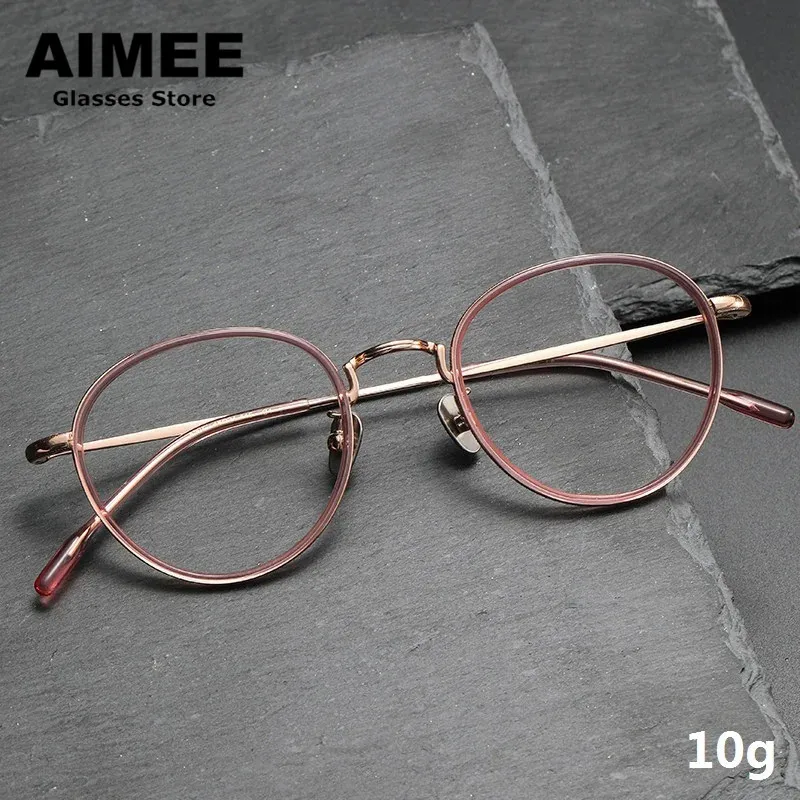 

Italian Design Glasses Frame Men Eyeglasses Women Vintage Oval Small Face Ring Aceteta Titanium Eyewear Myopia Optical Lens 8507