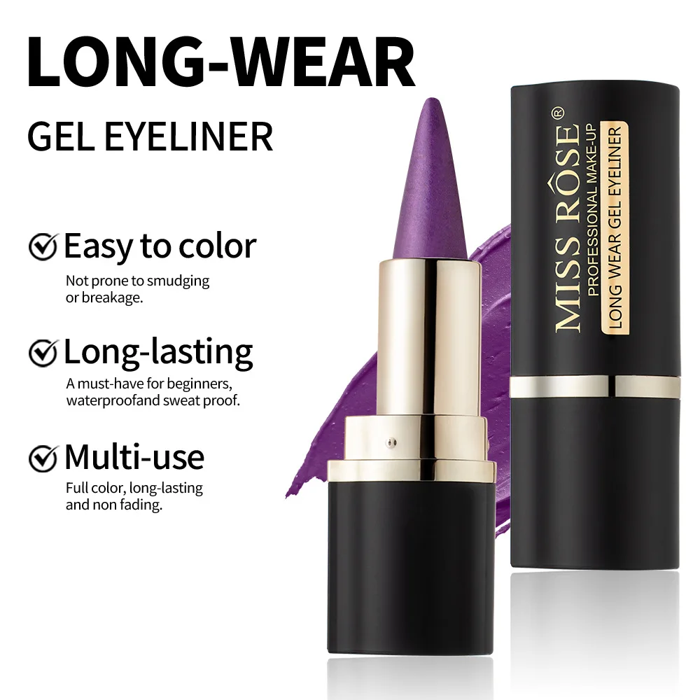 Lápis de delineador coloridos à prova d'água, à prova de manchas, de longa duração e adequado para iniciantes, maquiagem diária de olhos punk de alta pigmentação