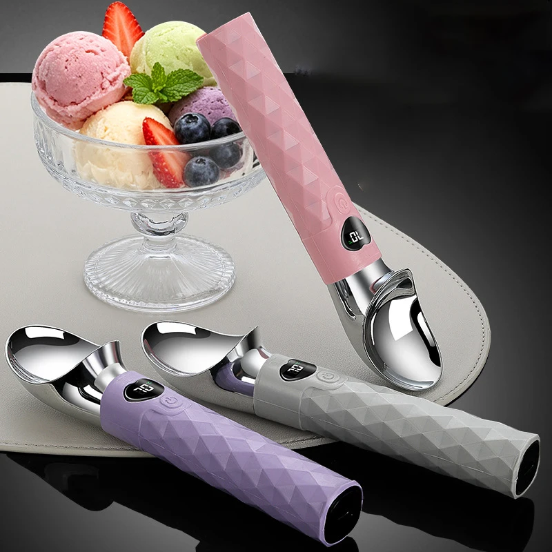 Rechargeable Heating Fahrenheit Ice-cream Scoop with Digital Temperature Control in 3 Levels Suitable for Frozen Desserts