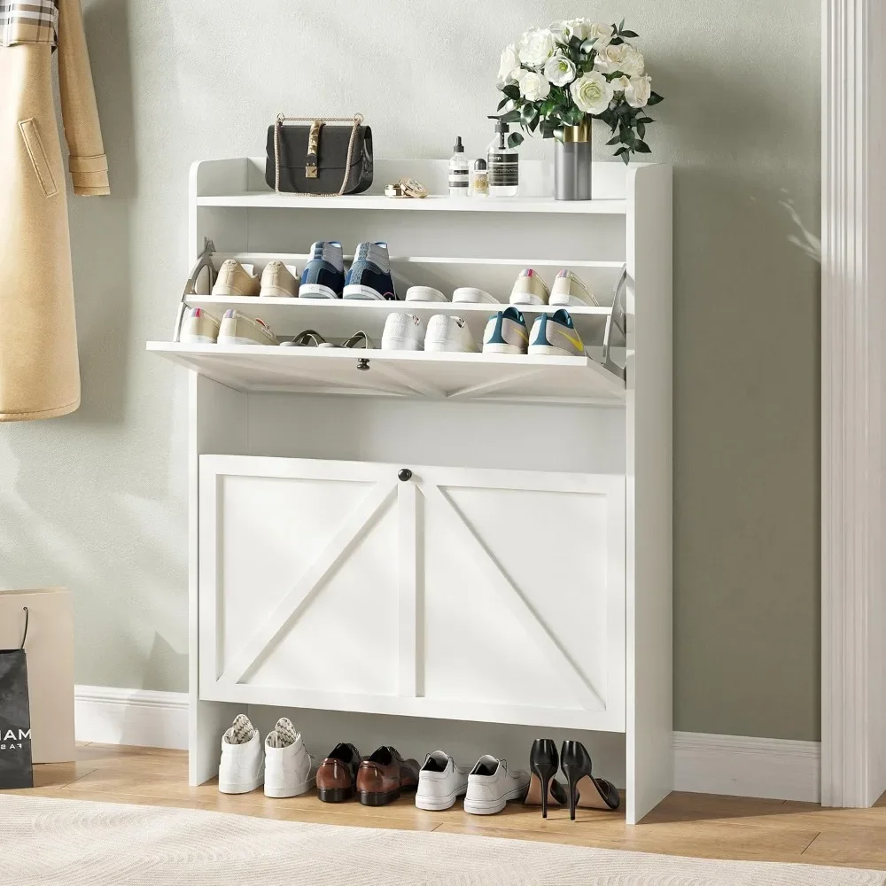

Shoe Cabinet Storage for Entryway, Shoe Rack Organizer Cabinet with Durable Metal Frame for Front Door Entrance