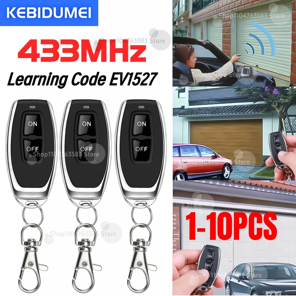 1-10PCS 433MHz RF Drahtlose Fernbedienung Lernen Code EV1527 Smart Home 2CH Sender Für Auto tor Garage Tür Alarm Schlüssel