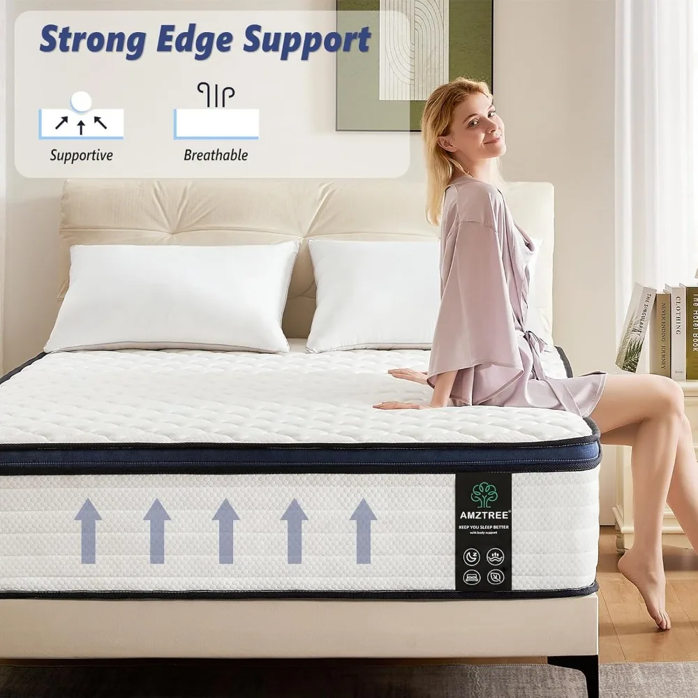 Queen Mattress,12 Inch Hybrid Mattress in a Box Gel Memory Foam, Individually Wrapped Pocket Coils Spring, Pressure Relief