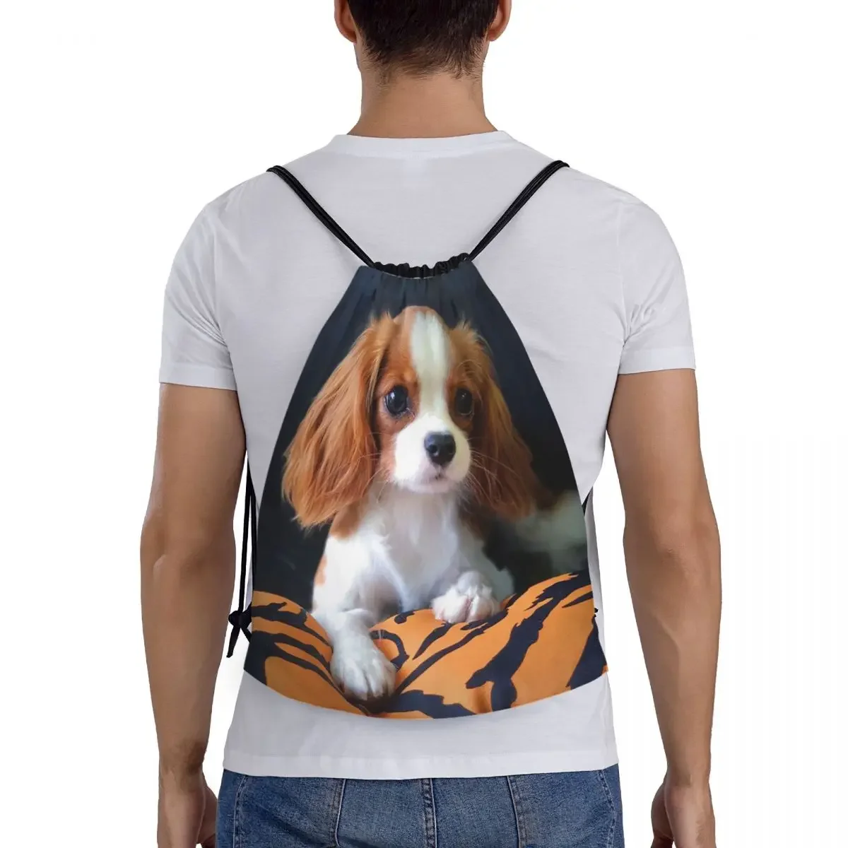 Bolsas con cordón para entrenamiento, mochilas de Yoga para mujeres y hombres, perros, deportes, gimnasio, pequeño Cavalier King Charles Spaniel