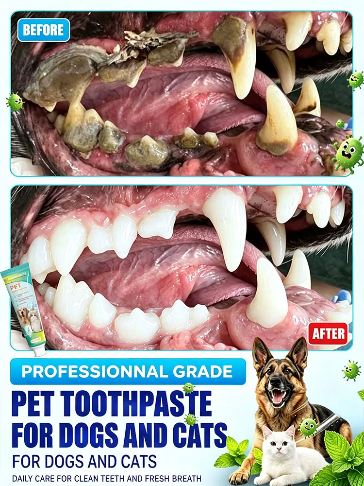 POZOAMIS New Pet Dental Toothpaste Gently Freshens Breath Removes Plaque And Is Suitable For Small Medium And Large Dogs And Cats It Prevents Cavities And Protects Your Pets Dental Health