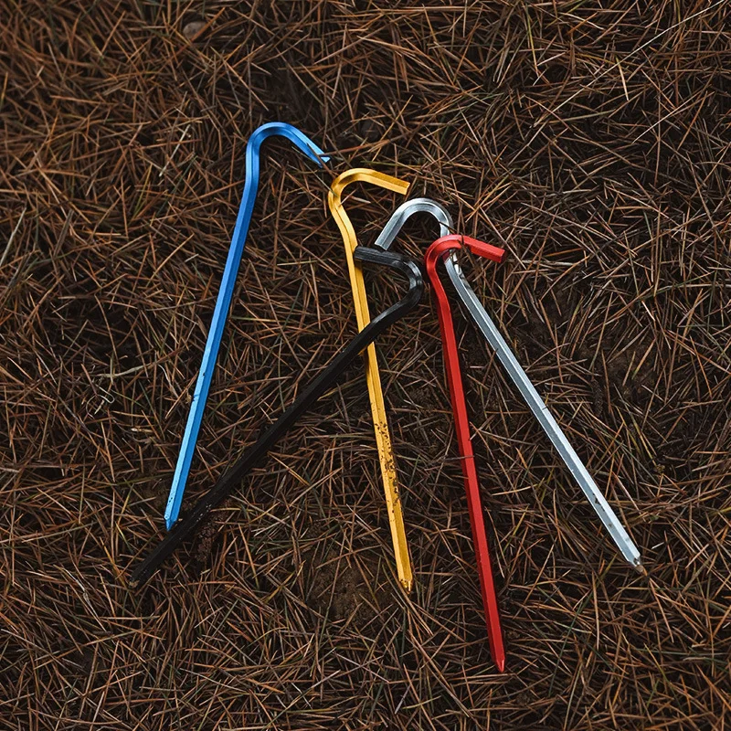 

Canopy outdoor tent ground nail hexagonal ground nail hexagonal aluminum alloy extended bold question mark ground nail camping