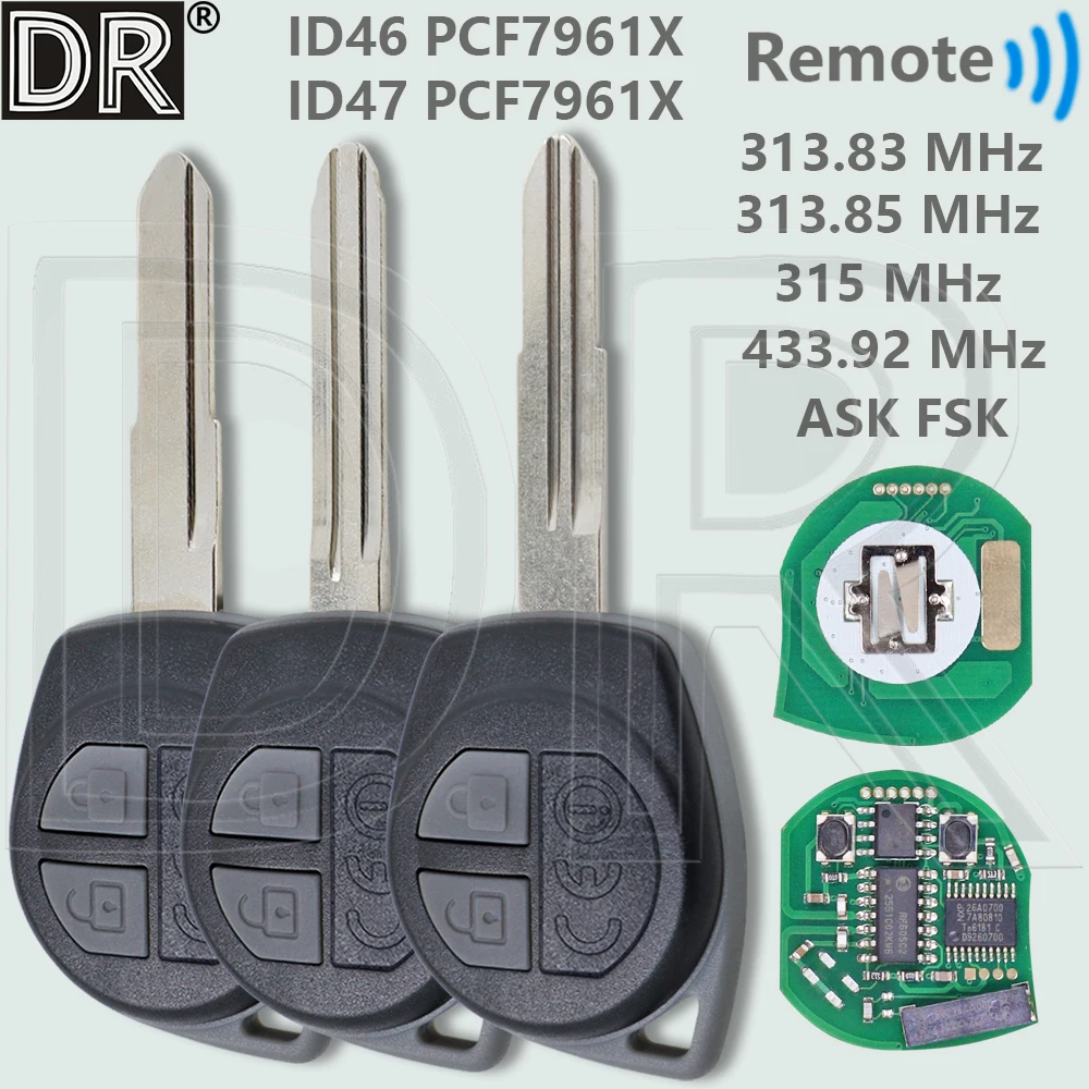 DR ID46 ID47 Chip Car Remote Key For Suzuki Alivio Baleno Alto Celero S-Cross Swift Brezza S-Presso Ertiga Ignis Jimny 2016+
