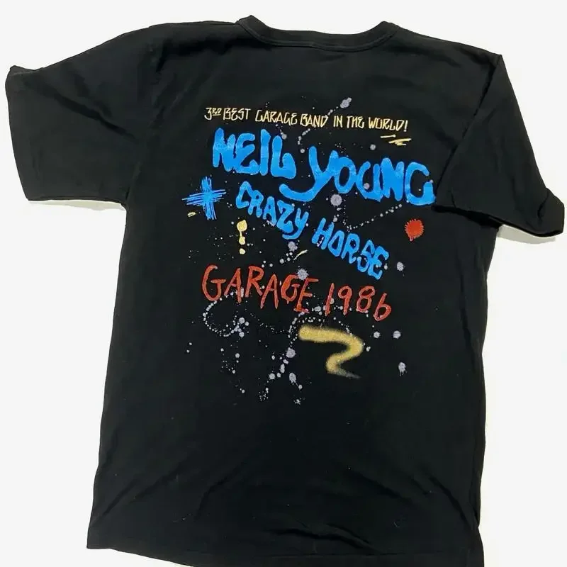 SUPER CLEAN 1986 NEIL YOUNG CRAZY HORSE T SHIRT GARAGE BAND CONCERT TOUR MEDIUM