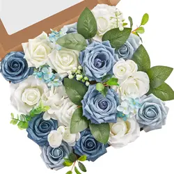 White blue rose artificial flower combination box set, bride bouquet, outdoor/indoor DIY center item, used for decoration