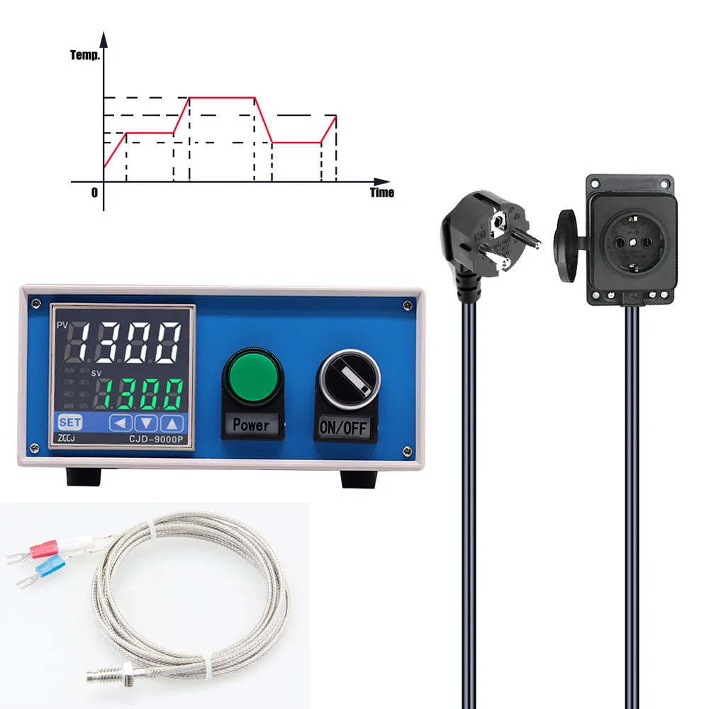 0-400 Celsius 20 ramps programmable temperature curve thermostat Desktop ramp soak pid temperature controller with output socket