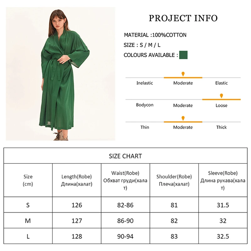 Sleepwear Cotton Light Robes For Coverage Mid-Calf Night Dress Women Robe With Sashes Long Sleeve Bathrobe Female Albornoces New