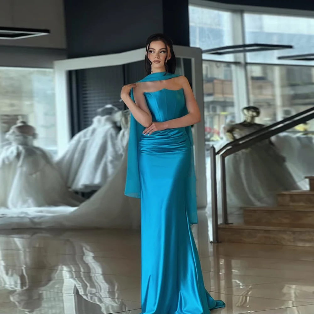 2026 Sweetheart Strapless Zeemeermin Vrouwen Avondjurken Hoge Kwaliteit Satijn Prom Jassen Cocktail Party Vestido De Noche Aangepast