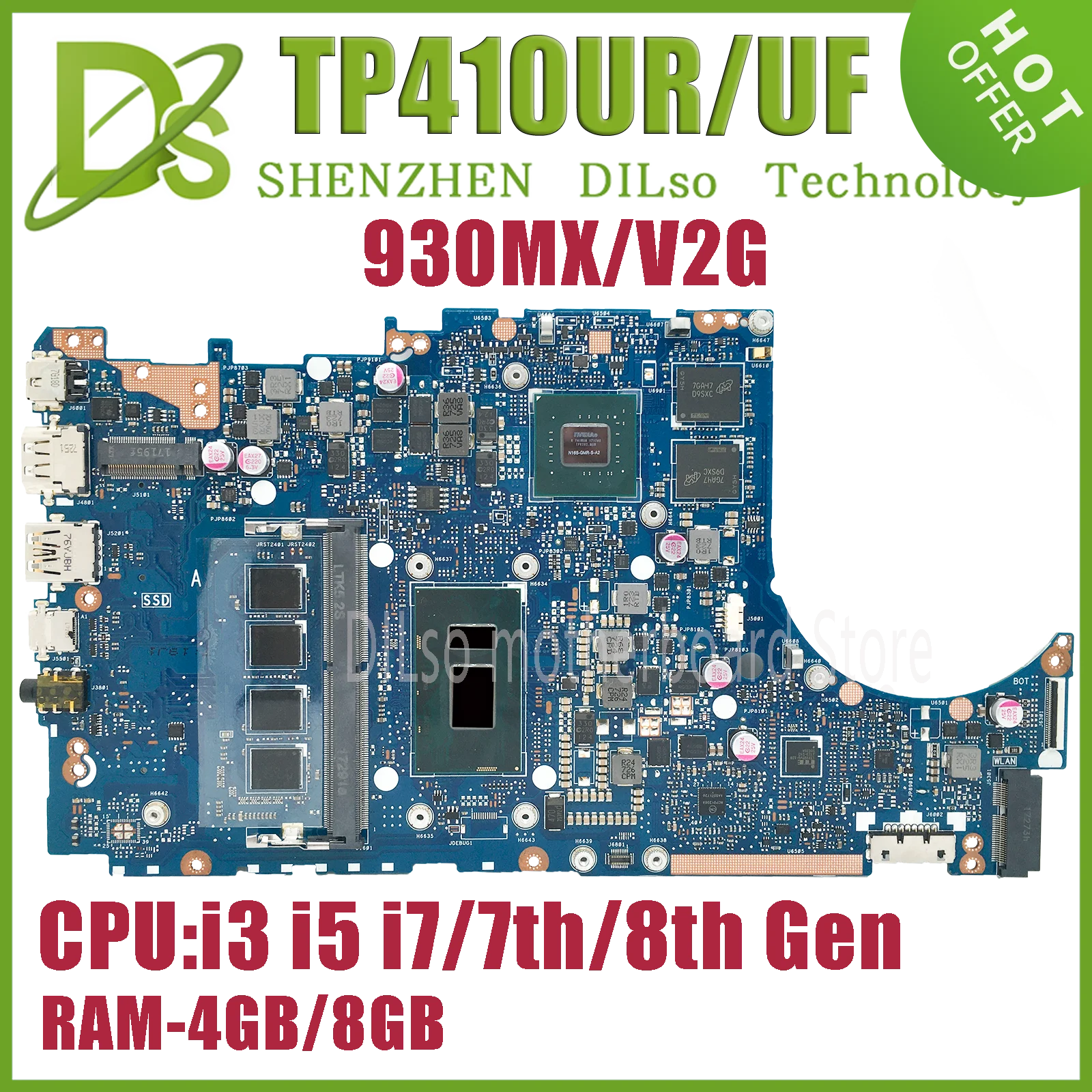 

KEFU Mainboard For ASUS TP410UA TP410U TP410 TP410UR TP410UF Q405UA Q405U Laptop Motherboard I3 I5 I7 7th/8th 4GB/8GB-RAM V2G