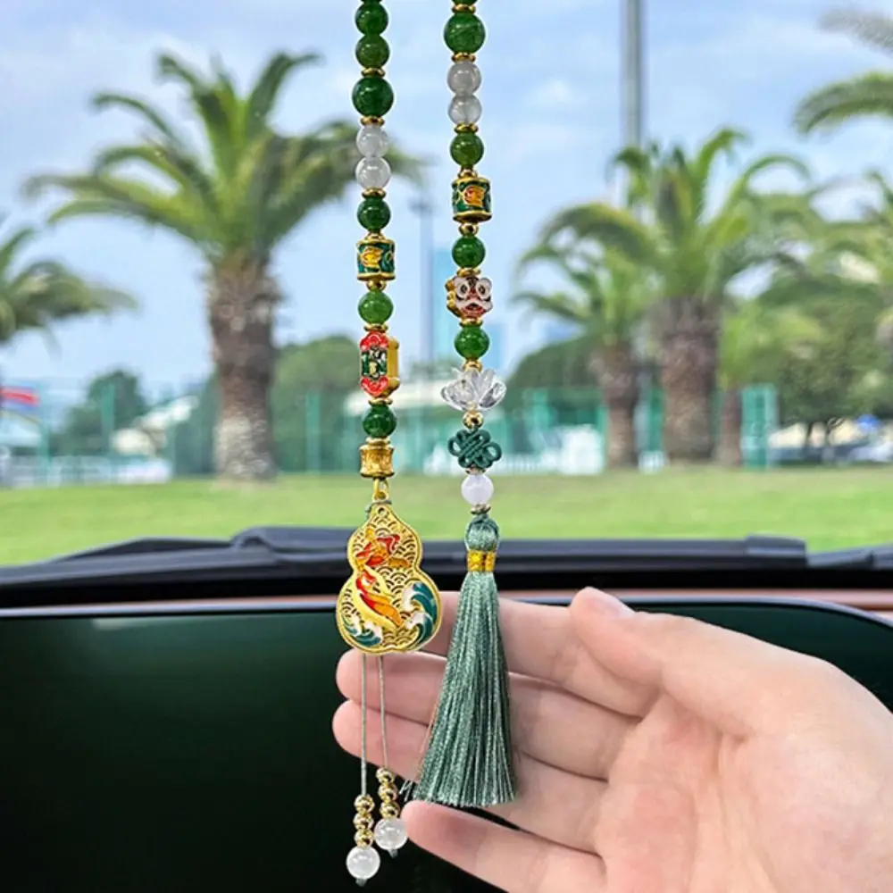 Multipurpose Chinese Style Gourd Pendant Weave Tassels Bead Pendant Blessing Lucky Car Hanging Accessories Automobile