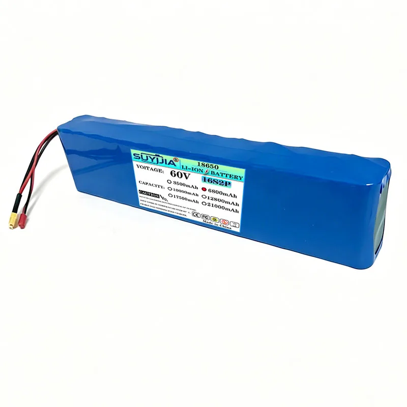 60V 16S2P 18650 Lithium Ion Rechargeable Battery 67.2V Lithium Ion 6800mAh for Electric Bicycle Electric Scooterwith BMS Charger