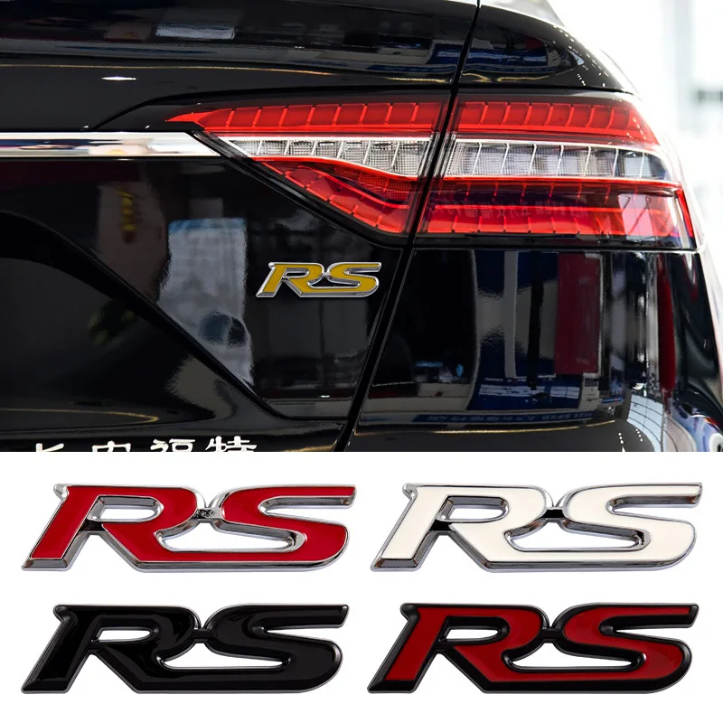 High-quality Modification 3D Metal Car Stickers Sport Version Logo RS 9x2.4cm Scratch Cover DIY