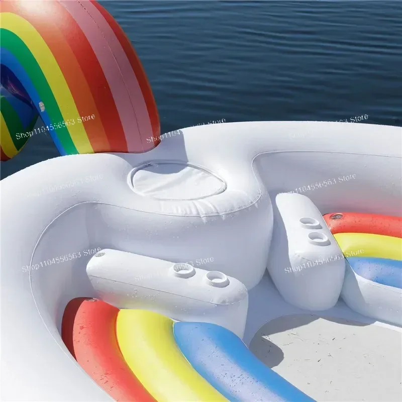 Floating Island for Multi-person, Inflatable Unicorn Row, Swan Flamingo Peacock, Large, Giant, 6 Person