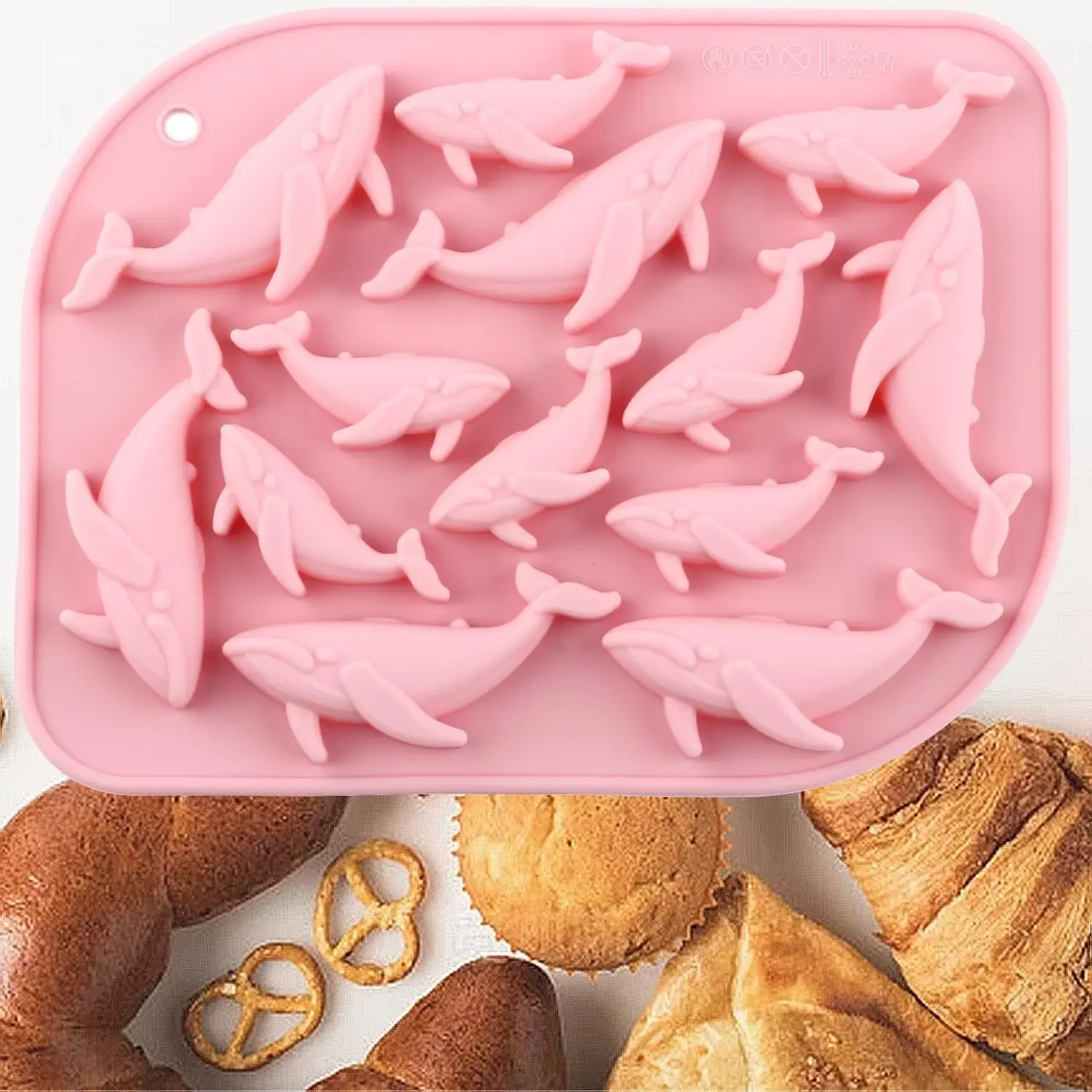 VERIDIAN 13-Cavity Whale Silicone Molds Fondant Candy Chocolate Mould Silicone Gummy Whale Baking Mold for Cake Decoration