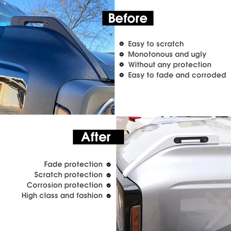 Car Hood Trail Sight Cover Decoration Hood Hinge Cover Trim For Ford Bronco 2021-2024 Exterior Accessories White