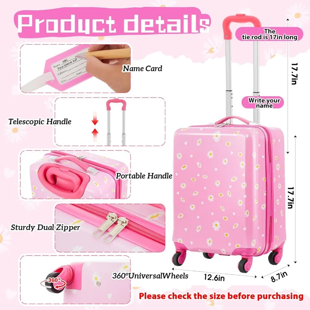 Детский 17-дюймовый набор чемоданов на колесиках с леопардовым узором для мальчиков и девочек — идеальный подарок для школы и путешествий