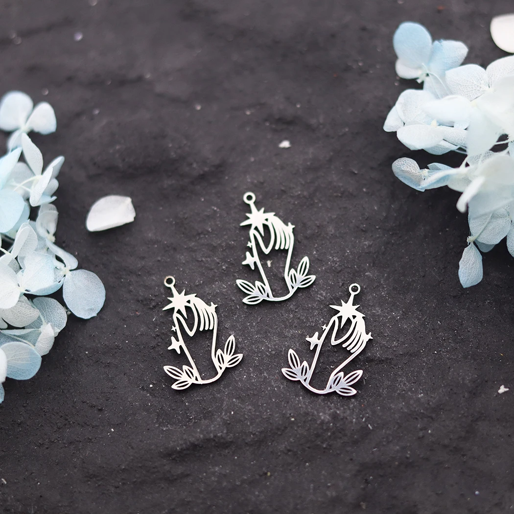 3pcs North Star Hand Charm Stainless Steel Charms Pendant Necklace Accessories Jewelry Making Supplies Wholesale
