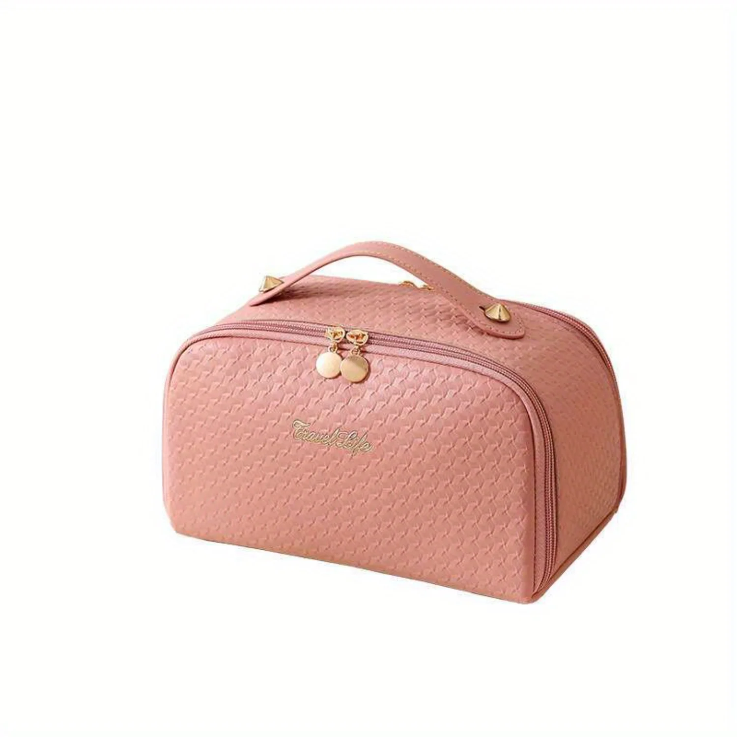 Solid Color Makeup Bag, Versatile Multifunctional Cosmetic Organizer With Top Handle