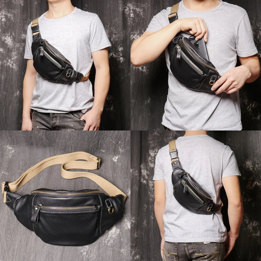 

【Новый стиль】 Новая мужская сумка из натуральной кожи, многофункциональная мужская нагрудная сумка, женская поясная сумка из воловьей кожи, мягкая кожаная сумка.