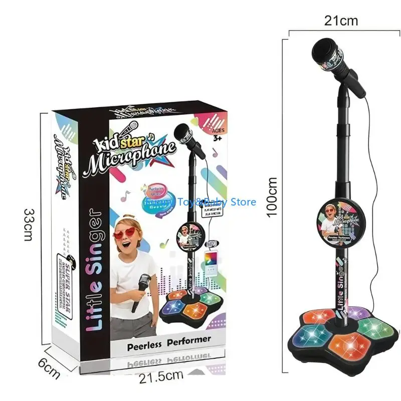 어린이 노래방 기계 마이크 장난감 어린이를위한 LED 조명 노래와 춤 재미있는 교육 음악 악기 장난감 C90B