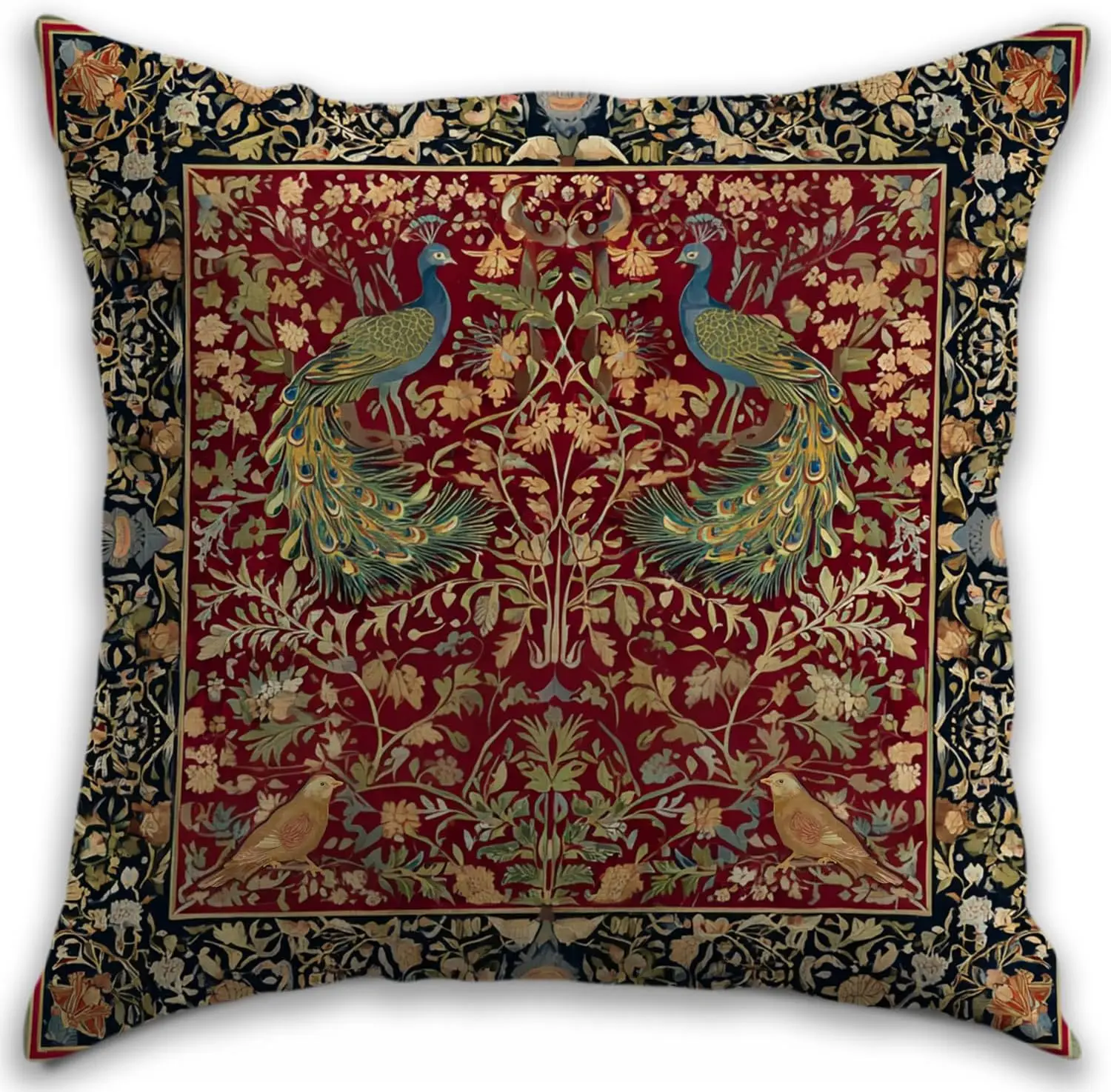 Luxury Peacock Indian Tapestry Print Pillow Cover Cushion Throw Pillow Case Accent Decor 40x40cm Home Decor Accent Art