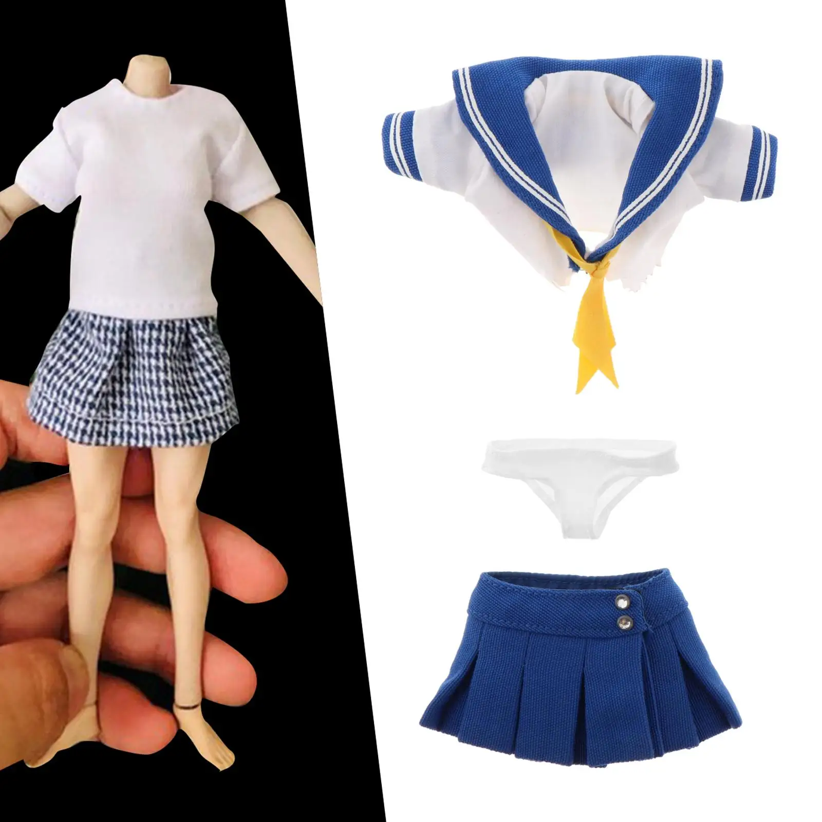 1/6 Schaal Vrouwelijke Meisje Rok Uniform Outfit Voor 12 Inch Figuur Blauw