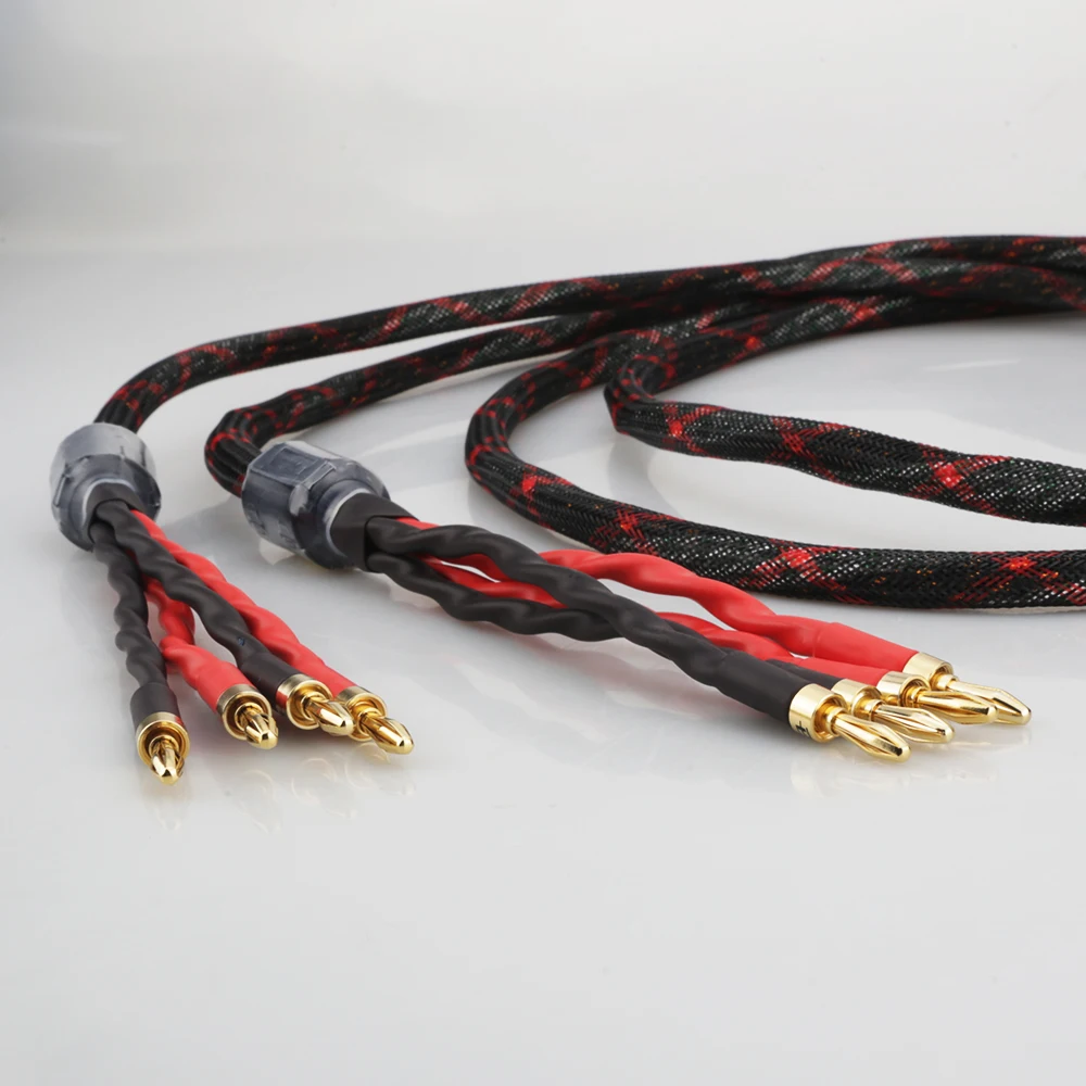 16Core OFC Gold‑Plated BiWire Speaker Cable Loudspeaker Wire with Banana Plug HiFi Audio Cord for Home Theater Speaker Amplifier