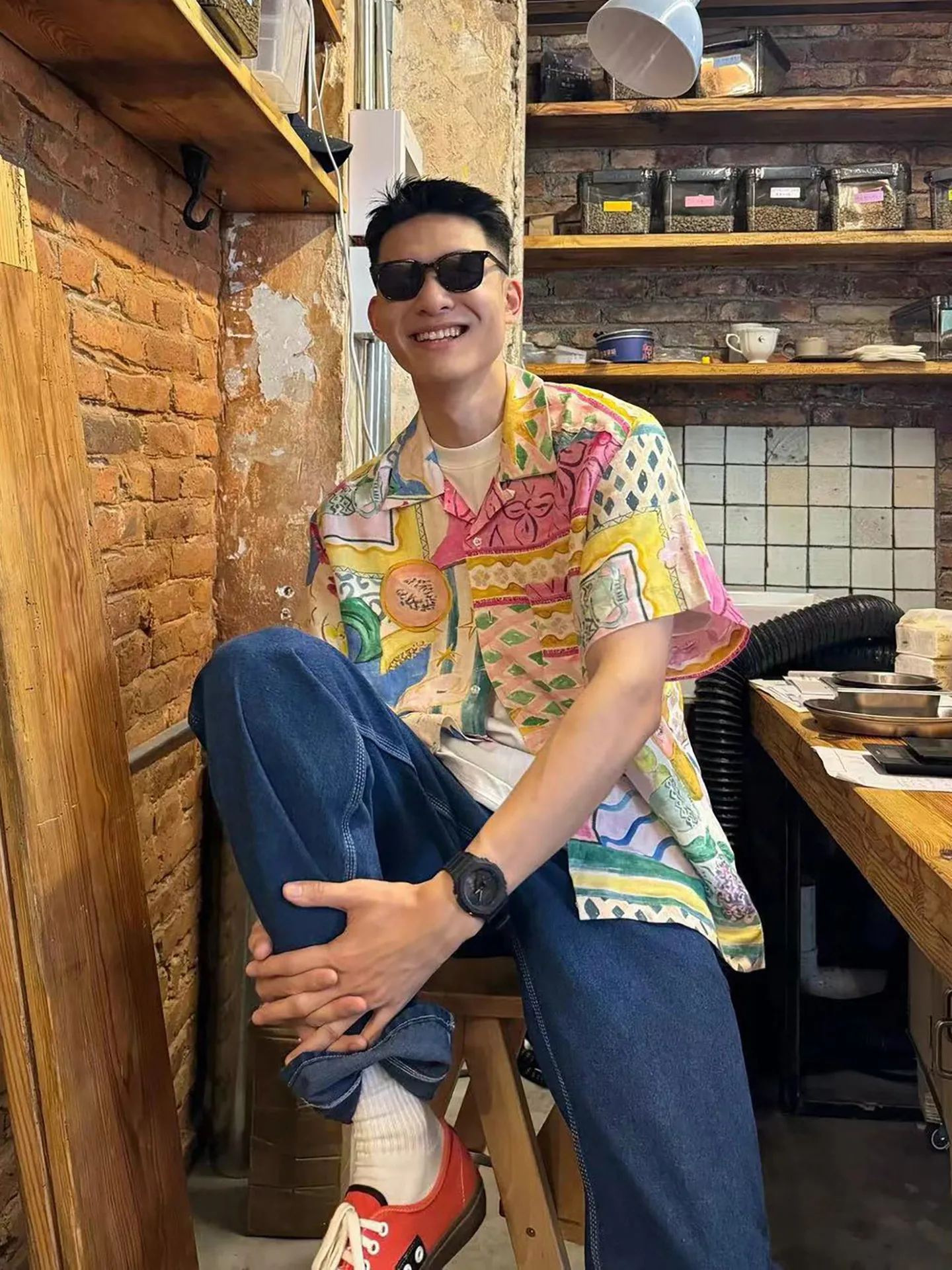 Retro Hong Kong Style Oil Painting Short Sleeve Flower Shirt Loose Summer Hawaii Sanya Casual Breathable Men's Shirt Top