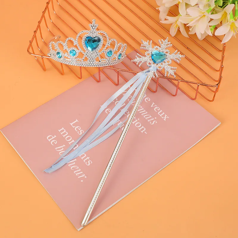 도매 10 개/대 여자 눈송이 마술 지팡이 긴 리본 어린이 생일 파티 선물 공주 요정 드레스 액세서리