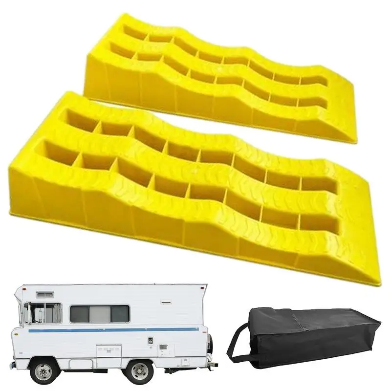 Leveler Wheel Chocks 2pcs Anti-Slip 3-Step Trailer Leveler Camper Leveling Blocks Lightweight Trailer Wheel Chocks And Levelers