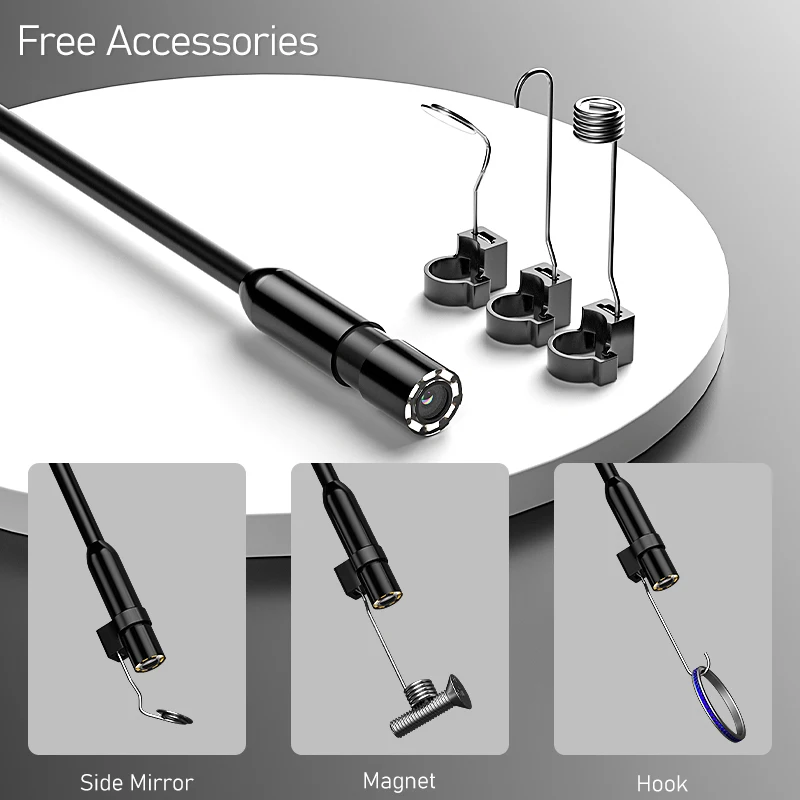  1-30m Hand-hold Industrial Endoscope 1080P 8mm Camera with 4.3'' IPS Screen IP67 Borescope Rigid Cable for Inspection Piping