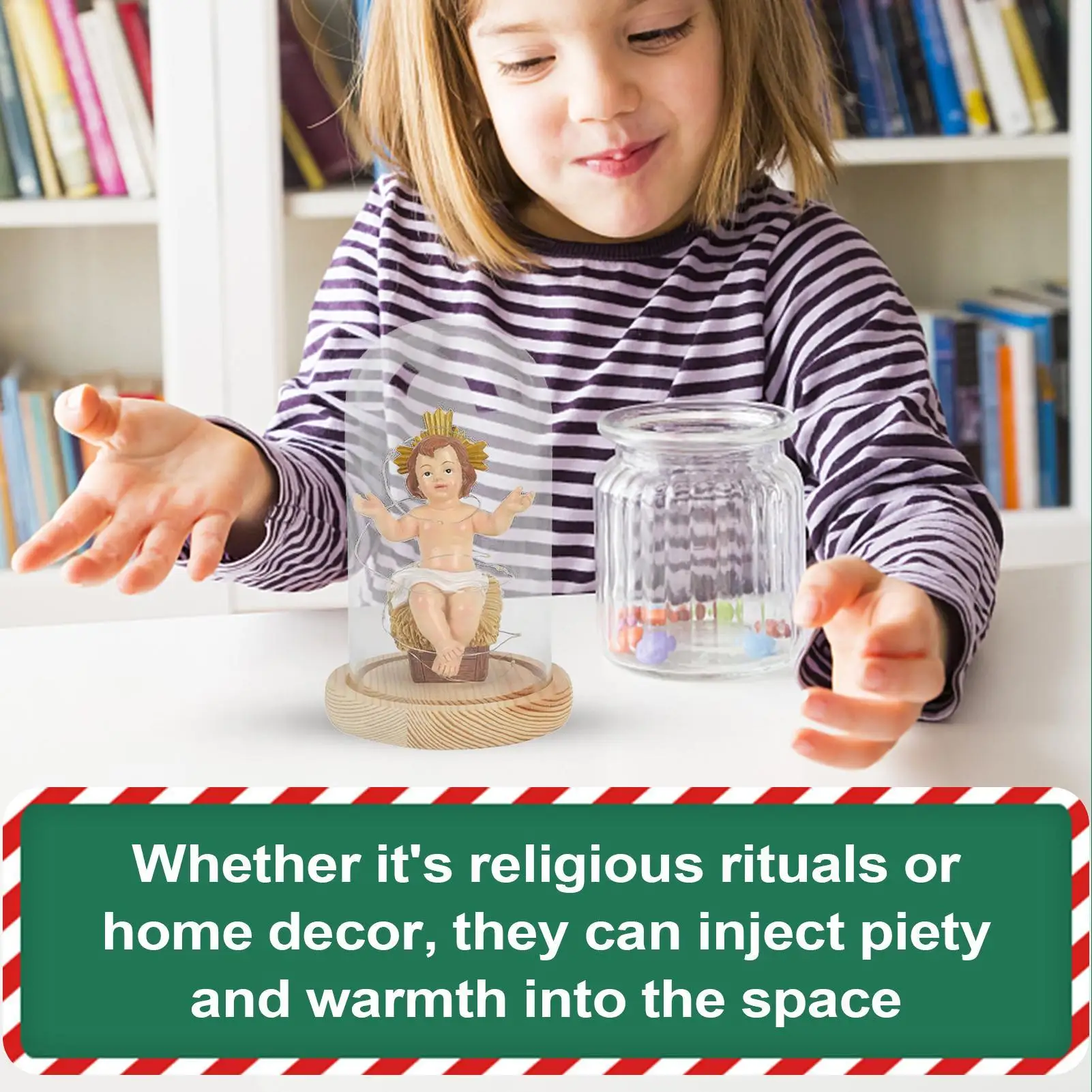 Baby Jesus Luminous Religious Figurine With Light Collectible Christian Table Piece Figurines For Nativity Decoration For Church