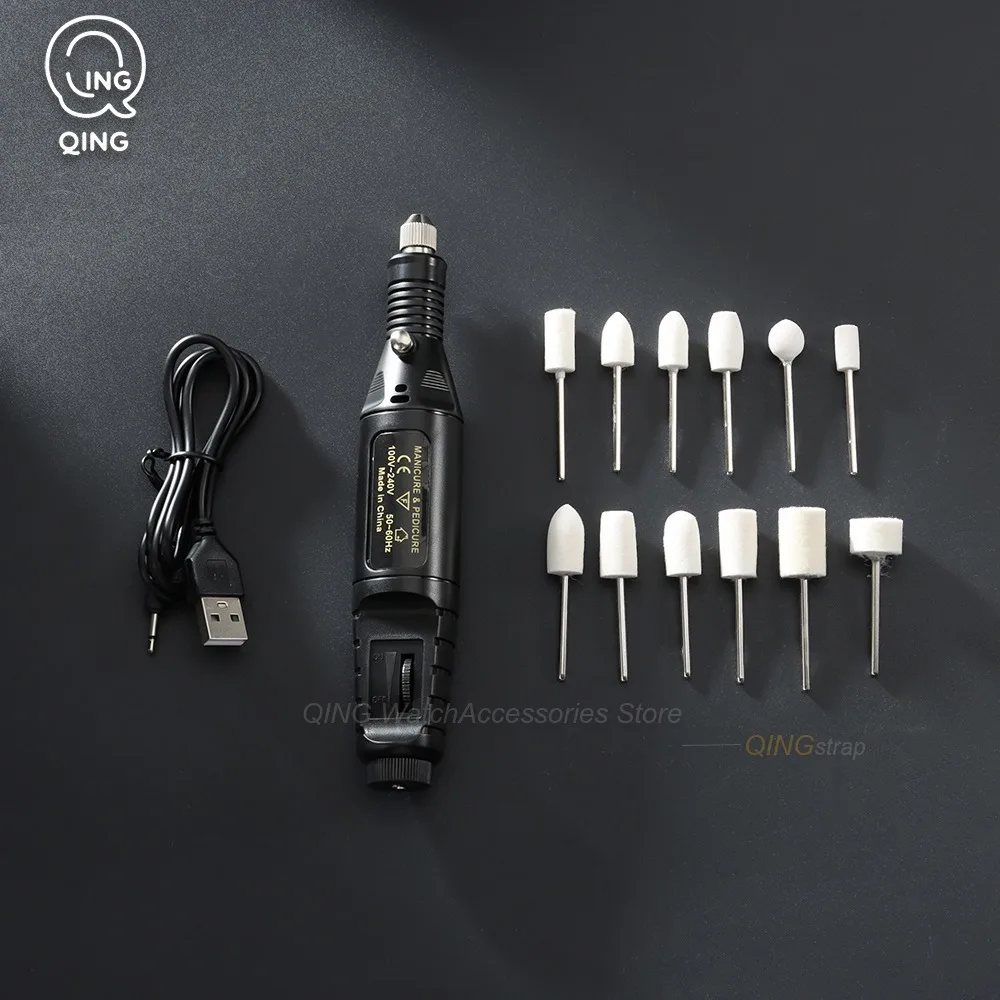 Watchmaker Repair Tool Wool Felt Polishing Brush Accessory Portable Pen Shape Electric Grinding Polishing Wheel Set Accessories