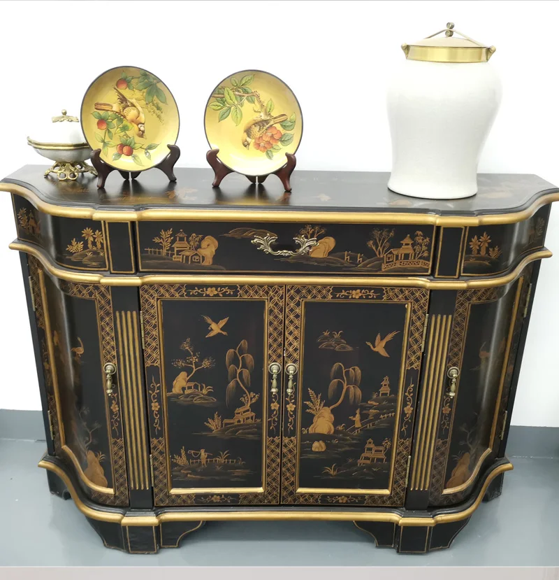 

Painted side cabinet French retro storage entry decorative shoe cabinet white entrance