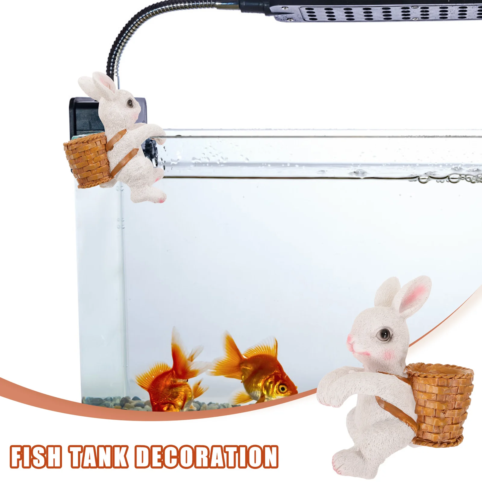 

Easter Hanging Basket Bunny Fish Tank Decoration Resin Aquarium Landscape Ornament Cute Bunny Decor Small Rabbit Resin Craft