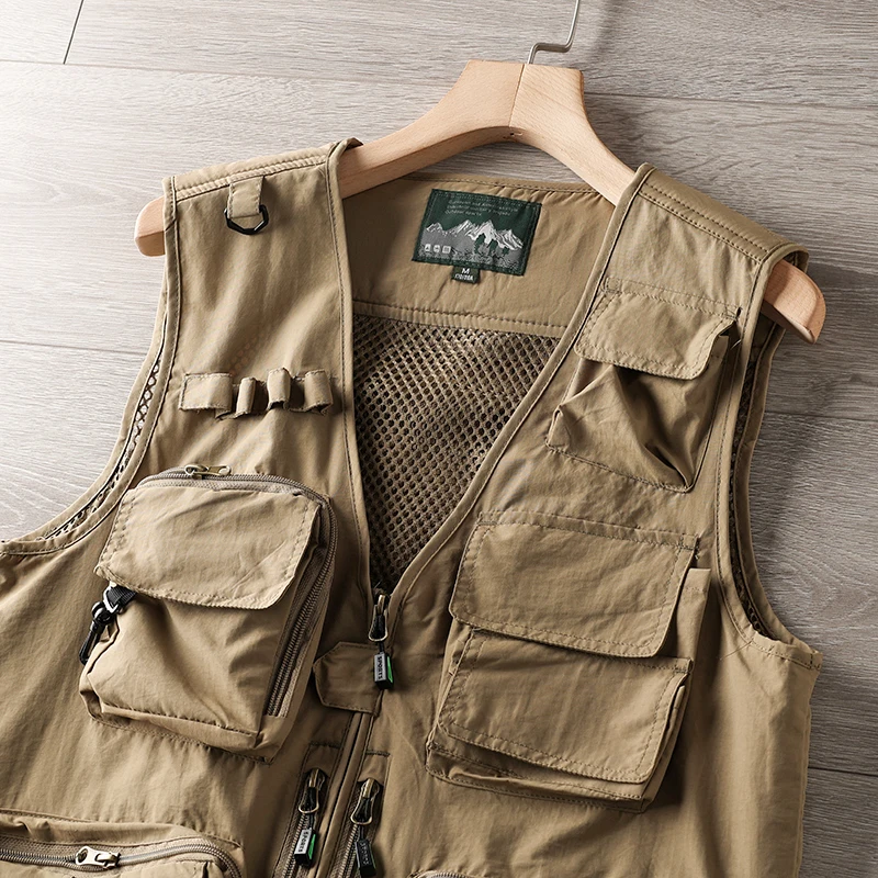 

Men's Outdoor Climbing Fiing Vest Large Size Workwear Multi-ket Vest Faionable Urban Sle Stand Fit Youth Casual
