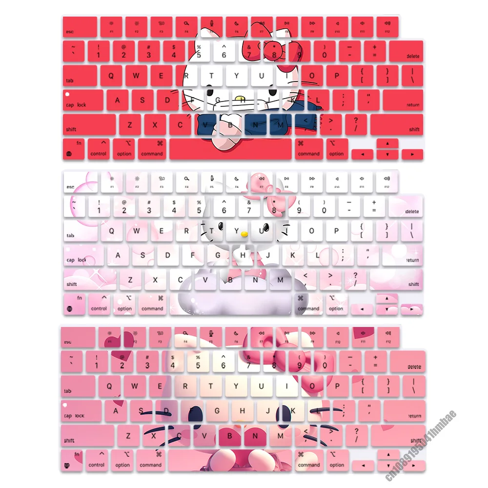 Cartoon cat Hellos Kittys US Layout Soft Silicone Keyboard Cover for Macbook pro 14 M1 M2 M3 A2442 A2485 Air M2 M3 A2681 A2941