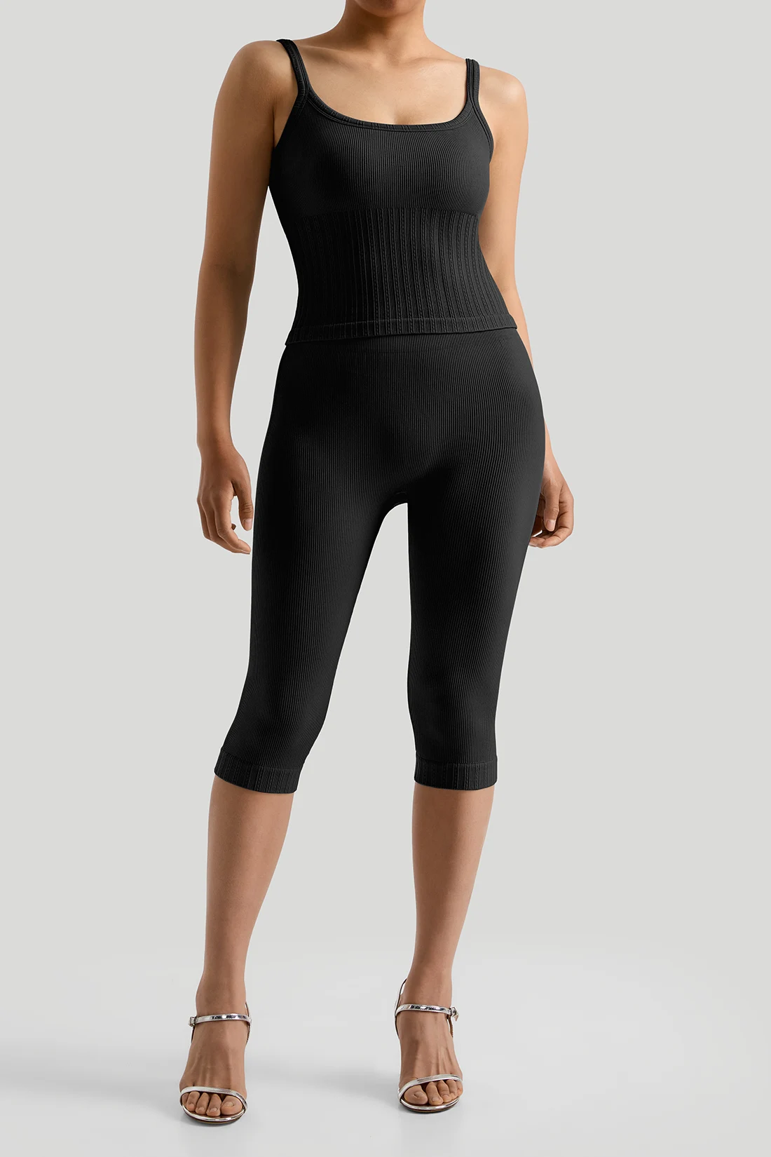 Summer 2 Piece Yoga Suits Women Casual Shockproof  Sports Vest Slim Workout Fitness Gym Capris Outfit Yoga Sets For Women