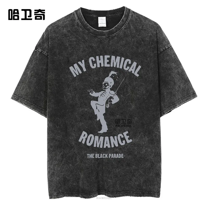 

Vintage Distressed American Street T-Shirt Loose Fit Oversized Washed Tee for Men Women Retro Casual Streetwear