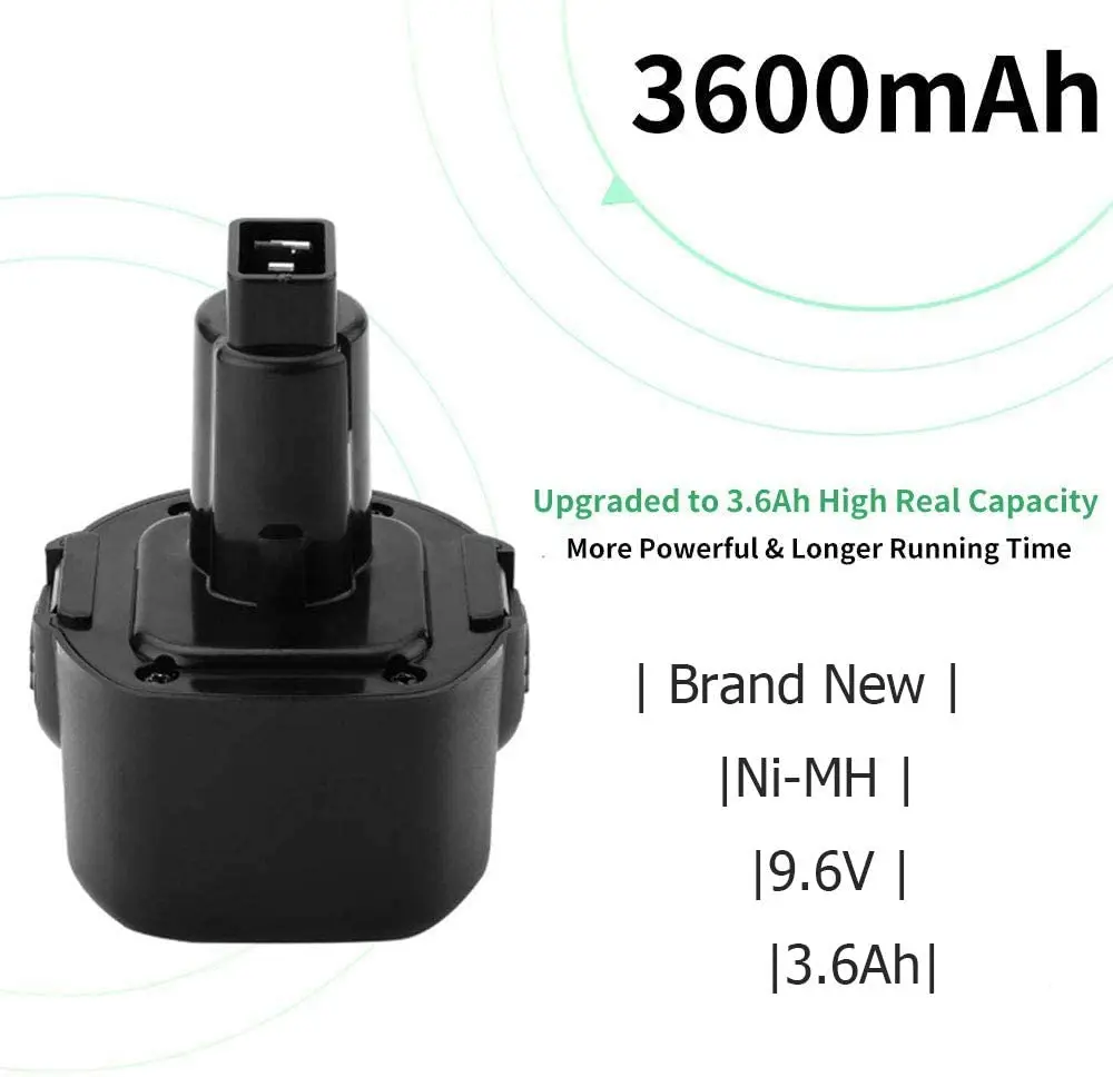 New 9.6V 3600mAh PS120 Power Tool Battery for Black Decker BTP1056 A9251 PS120 PS310 PS3350 CD9600 L70 Replacement Battery